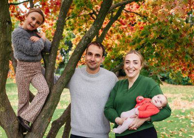 Photo of a family at Cannon Hill Park in the autumn