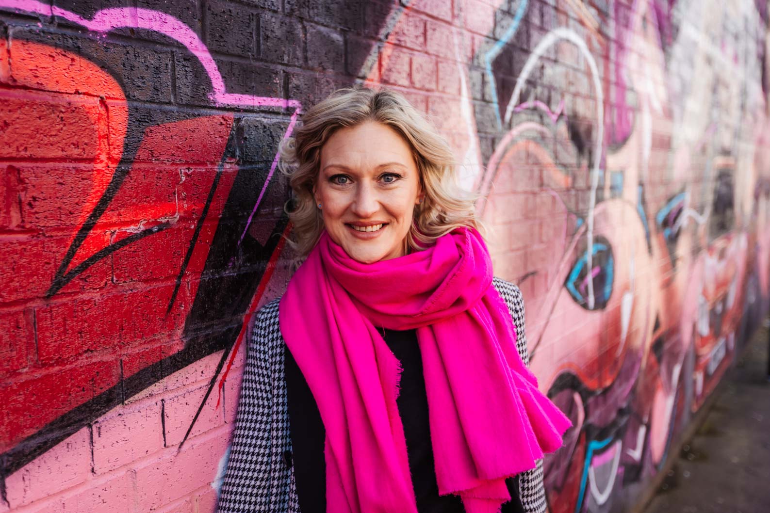 Natural headshots Birmingham in Digbeth urban location with relaxed professional portrait photography