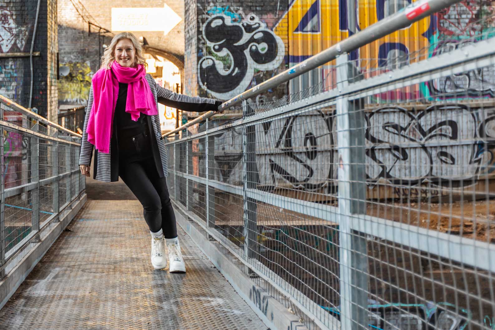 using urban backdrops for creative professional portraits. in Digbeth, Birmingham